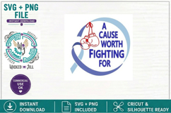 AWARENESS RIBBON A CAUSE WORTH FIGHT FOR #03 SVG CUT FILE Product Image 3