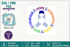 AWARENESS WORD CIRCLE RIBBON #10 Design #02 SVG CUTTING FILE Product Image 3