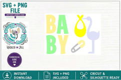Scrapbook Baby Stork Pin Embellishments Mat SVG Cut File Product Image 1