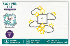 STARS AND CLOUDS SCRAPBOOK TEMPLATE OVERLAY SCG CUT FILE Product Image 4