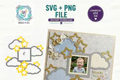 STARS AND CLOUDS SCRAPBOOK TEMPLATE OVERLAY SCG CUT FILE Product Image 2