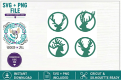 Deer/Reindeer Circle Tags Design #02 SVG Cut File Product Image 1