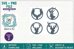Deer/Reindeer Circle Tags Design #03 SVG Cut File Product Image 1