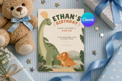Dinosaur Birthday Invitation Canva Template Product Image 1