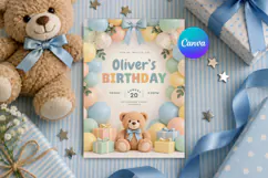 Bear Birthday Invitation Canva Template Product Image 1