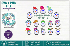 Penguins with Hats Bundle Set #01 SVG Cut File WINTER Bundle Product Image 1
