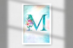 Spring Watercolor Letter. Monogram M. Sublimation Design. Product Image 3