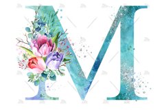 Spring Watercolor Letter. Monogram M. Sublimation Design. Product Image 5