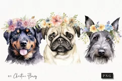 Watercolor Dogs with Flower Crowns Clipart | Watercolor Dog Product Image 1