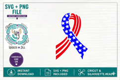 Patriotic Star Stripes Ribbon SVG Cut File UPDATED Product Image 2