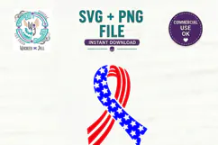 Patriotic Star Stripes Ribbon SVG Cut File UPDATED Product Image 4