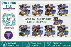 SCRAPBOOK HANUKKAH SQUARE LAYOUT OVERLAY CUT FILE SVG PNG Product Image 1