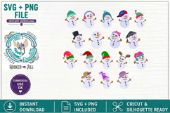 SNOWMAN SIMPLE WINTER BUNDLE OF 15 SVG CUT FILE PLUS STICKER Product Image 1