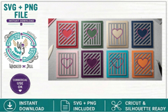 STRIPE HEART CARD FRONTS SVG CRICUT SILHOUETTE CARD MAKING Product Image 4