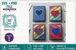 STRIPE HEART CARD FRONTS SVG CRICUT SILHOUETTE CARD MAKING Product Image 5