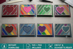 STRIPE HEART CARD VERTICAL #1 FRONTS SVG CRICUT SILHOUETTE Product Image 1