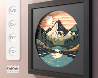 Mountain Sunset Shadow Box SVG Template, 3D SVG Shadowbox Product Image 2