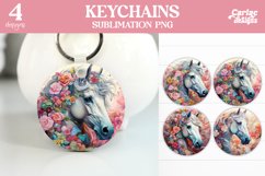 Horse Keyring Sublimation, Round Keyring Design Product Image 1