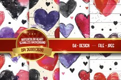 Watercolor Heart Seamless Digital Paper Product Image 1