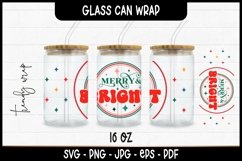 Merry&amp;Bright Retro Christmas Glass Wrap Svg,16oz Libbey Wrap Product Image 1