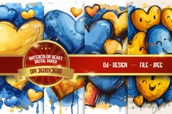 watercolor heart digital paper Product Image 1