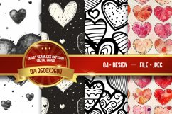 watercolor heart seamless pattern digital paper Product Image 1