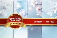 Sea blue floral digital paper Product Image 1