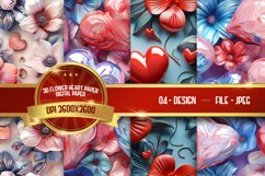 3D Flower Heart paper Digital Paper Product Image 1