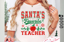 Santa's Favorite Teacher Svg Design Product Image 2