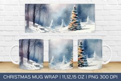 Christmas Watercolor Mug Wrap | Christmas Sublimation Design Product Image 1