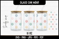 Retro Smiling Faces Glass Wrap Svg,16oz Libbey Full Wrap Svg Product Image 1