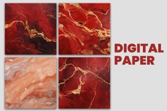 Red And Gold Marble Digital Paper Product Image 2
