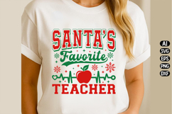 Santa's Favorite Teacher Svg Design Product Image 3