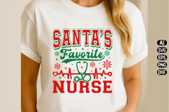 Santa's favorite nurse Svg Design Product Image 3