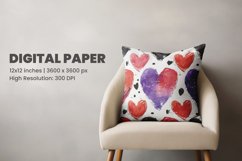 Watercolor Heart Seamless Digital Paper Product Image 3