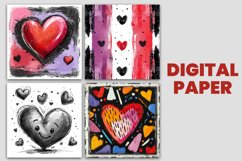 Watercolor Heart Seamless Digital Paper Product Image 2
