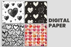 watercolor heart seamless pattern digital paper Product Image 2