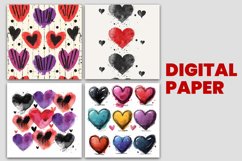 watercolor heart seamless pattern digital paper Product Image 2