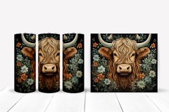 Watercolor Heifer with Flowers tumbler wrap, Heifer PNG Product Image 1