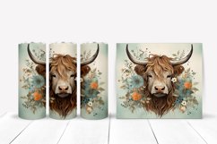 Watercolor Heifer with Flowers tumbler wrap, Heifer PNG Product Image 1