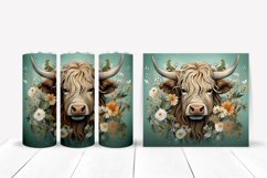 Watercolor Heifer with Flowers tumbler wrap, Heifer PNG Product Image 1