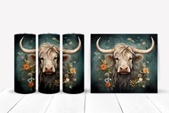 Watercolor Heifer with Flowers tumbler wrap, Heifer PNG Product Image 1