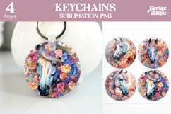 Horse Keyring Sublimation, Round Keyring Design Product Image 1