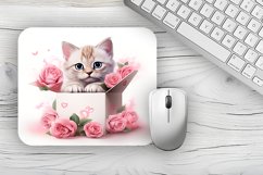 Cute Cat Mousepad Sublimation Design, Animal Mousepad PNG Product Image 1