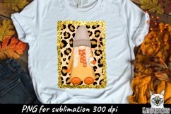 Fall gnome sublimation design, leopard print png Product Image 1