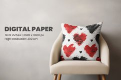Watercolor Heart Background Digital Paper Product Image 3
