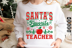 Santa's Favorite Teacher Svg Design Product Image 1