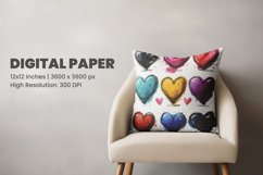 watercolor heart seamless pattern digital paper Product Image 3