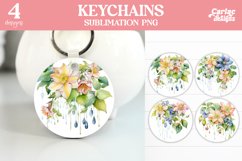 Flowers Keyring Sublimation, Round Keyring Design Product Image 1