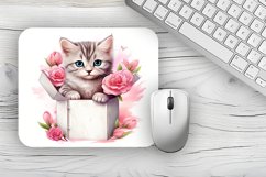 Cute Cat Mousepad Sublimation Design, Animal Mousepad PNG Product Image 1